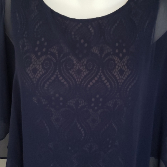 NWT Petite Chiffon Cape Overlay Lace Dress - Picture 7 of 7